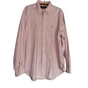 Ralph Lauren Mens 17-36 Long Sleeve Striped Button Down Shirt Classic Fit Office